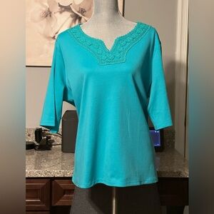 Draper’s & Damon’s crochet trim knit tee shirt top size 1X